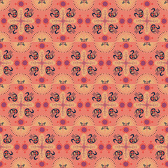 Swan Feather Nature Seamless Pattern Background Plant Retro Damask Art