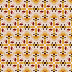 Swan Feather Nature Seamless Pattern Background Plant Retro Damask Art
