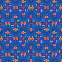 Swan Feather Nature Seamless Pattern Background Plant Retro Damask Art