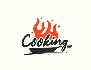 Cooking logo design with fire