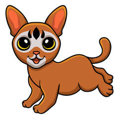 Cute abyssinian cat cartoon walking