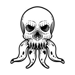 Skull with octopus style