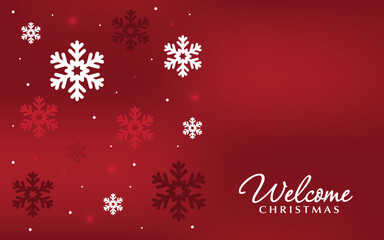 Christmas holiday card background with snowflake composition in red tones.