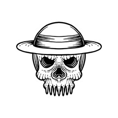 Skull with Straw Hat Accessories