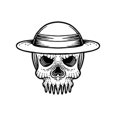 Skull with Straw Hat Accessories