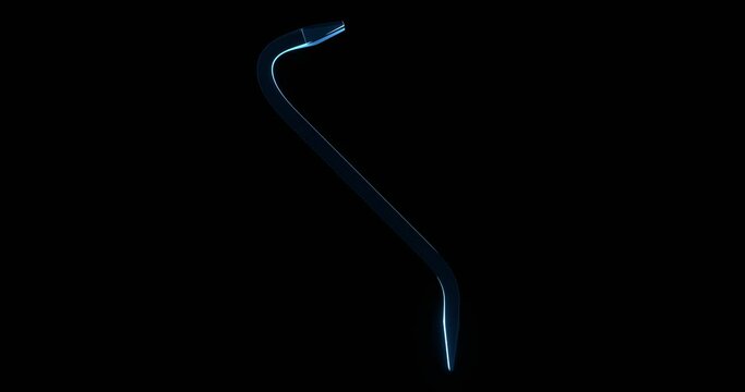 3D Spinning Crowbar Hologram Animation Loop On Black Background