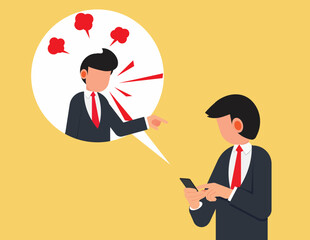 Problem at Work Concept. Manager was angry and blames the employee over the phone.