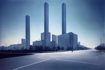 Fototapeta premium modern buildings with empty road under blue sky,tianjin china.
