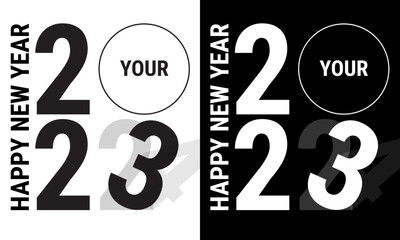 Vector illustration of 2023 calendar year. Black and white calendar design. Eps10 Vector 