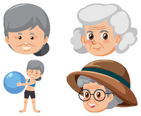 Collection of elderly people icons