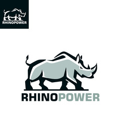 strong rhino lgo, silhouette of abstract line drawing animal vector illustrations