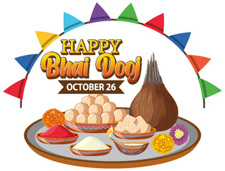 Happy Bhai Dooj Day Text Banner Design
