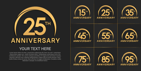 set of anniversary with golden color and swoosh can be use for celebration event