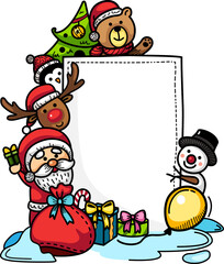 Hand drawn santa claus sign template happy new year and merry christmas