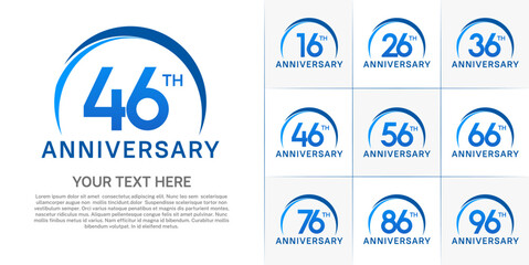 set of anniversary with blue color and swoosh can be use for celebration event
