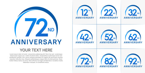 set of anniversary with blue color and swoosh can be use for celebration event