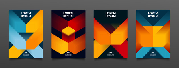 set of abstract geometric colorful shapes vector background cover design template for flyer brochure poster card web banner app