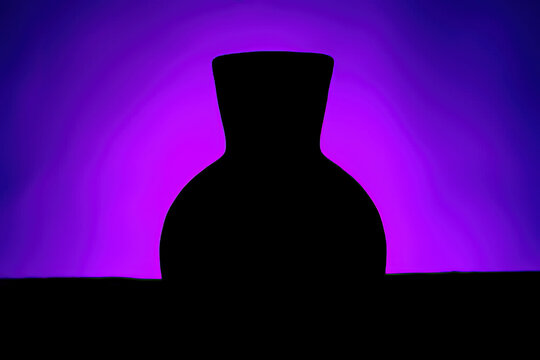 Vase silhouette on purple gradient background