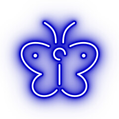 Neon navy butterfly icon, butterfly illustration on transparent background