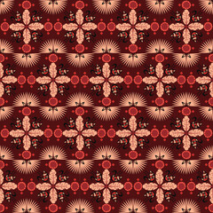 Nature Seamless Pattern Swan Feather Background Plant Retro Damask Art