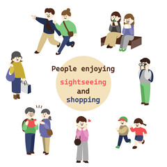 観光する人々のセット