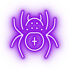 Neon purple spider icon, spider illustration on transparent background