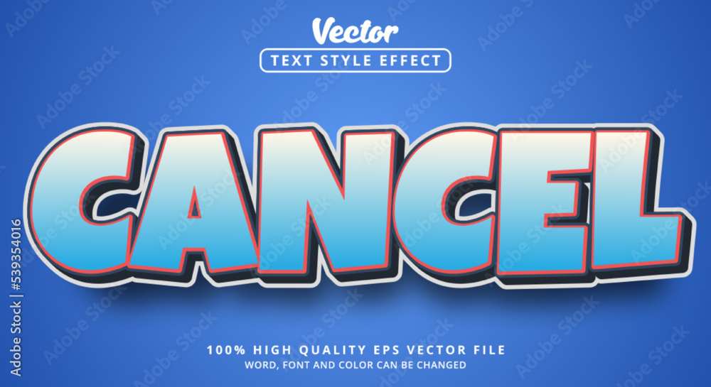 Poster editable text effect, cancel text with colorful style and combination style