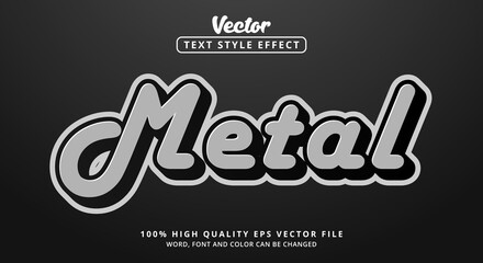 Editable text effects Metal text in stylish modern color style elegant glossy metallic