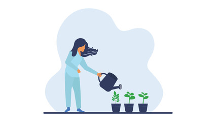 tree Planet with girl illustration 