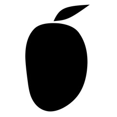 Mango icon vector. Mango fruit silhouette in black style on white background. Great for fruit logos.