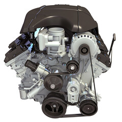 Naklejka premium V8 Engine 3D rendering on white background