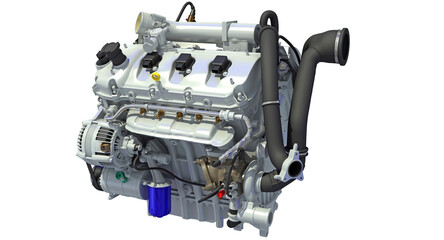 V8 Engine 3D rendering on white background