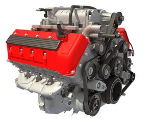 V8 Engine 3D rendering on white background