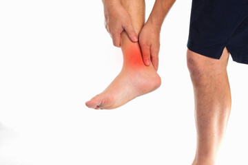 Older men or women or young adults suffer from joint pain, arthritis and tendon problems. myositis injury from exercise Pain from gout and uric acid isolated on a white background