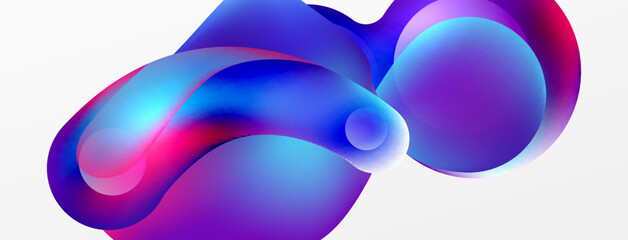 Fluid abstract background. Liquid color gradients composition. Round shapes and circle flowing design for wallpaper, banner, background or landing