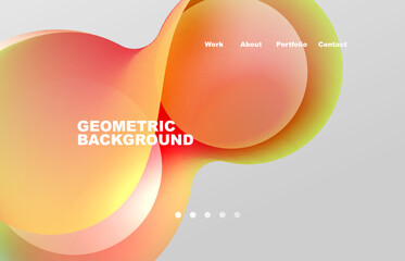 Landing page abstract liquid background. Flowing shapes, round design and circle. Web page for website or mobile app wallpaper