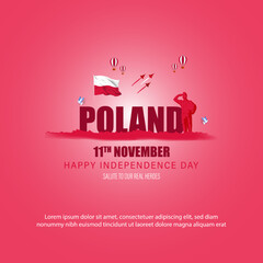 Fototapeta na wymiar Vector illustration of happy Poland independence day banner