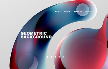 Landing page abstract liquid background. Flowing shapes, round design and circle. Web page for website or mobile app wallpaper