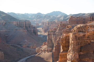 Charyn canyon rocky landscape. Kazakhstan Landmark