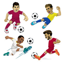 Set Cartoon Football Player in Various Pose