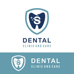 Initial s Letter with Tooth Dental Icon for Dental Clinic and Care for Simple Modern Logo Idea