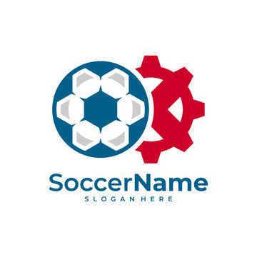 Gear Soccer logo template, Football Gear logo design vector