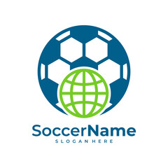 World Soccer logo template, Football World logo design vector