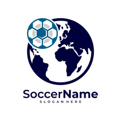 World Soccer logo template, Football World logo design vector