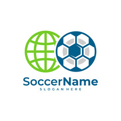 Obraz premium World Soccer logo template, Football World logo design vector