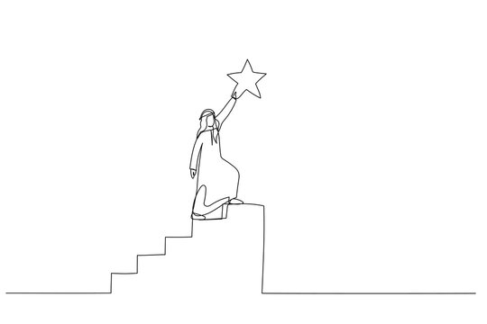 arab man reaching star, climbing stairs clip art preview