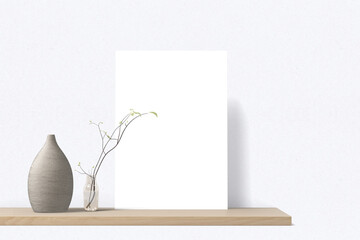 Blank elegant  Flayer/poster mockup on the wooden 
