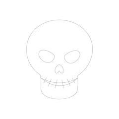 Monochrome skull tattoo. Vector illustration on white background. vector illustration. Halloween Skull vector Perfect for coloring book, textiles, icon, web, painting, children's books.