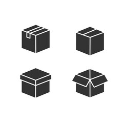 monochrome carboard box icon collection set.