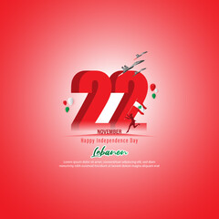 Vector illustration of happy Lebanon Independence day banner